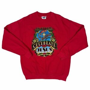 Celebrate Jesus X vintage Christian Christmas crewneck 1994 sweatshirt in Red L